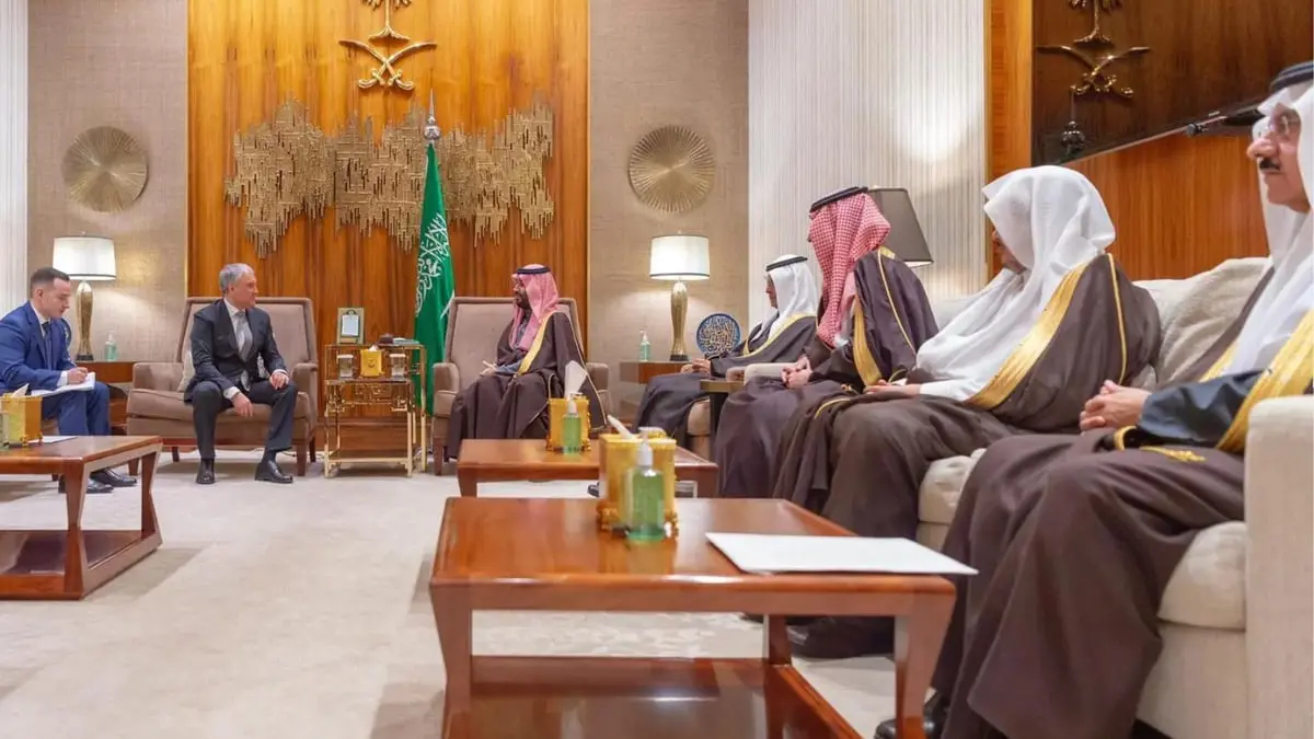 ولي العهد السعودي يلتقي رئيس مجلس الدوما الروسي