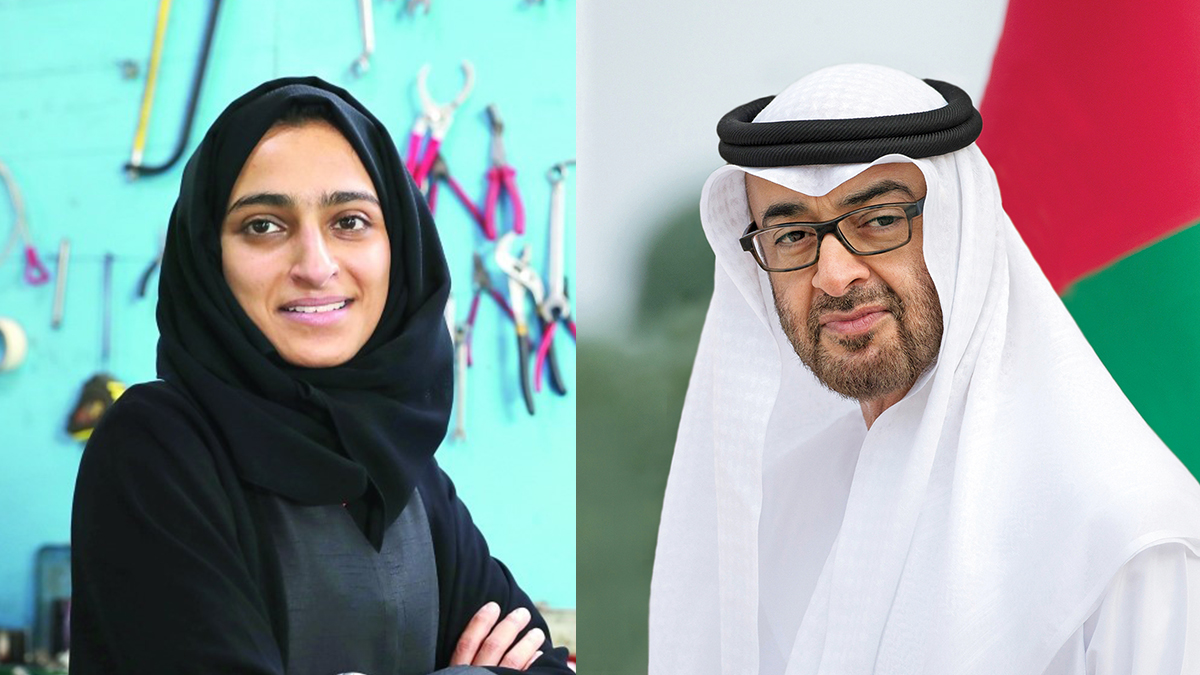 محمد بن زايد يتصل بهدى المطروشي أول إماراتية تقتحم عالم إصلاح السيارات 