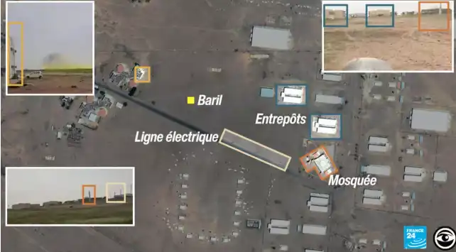 صورة جوية توضح تعرض مصفاة الجيلي والقاعدة العسكرية للقصف بالكلور