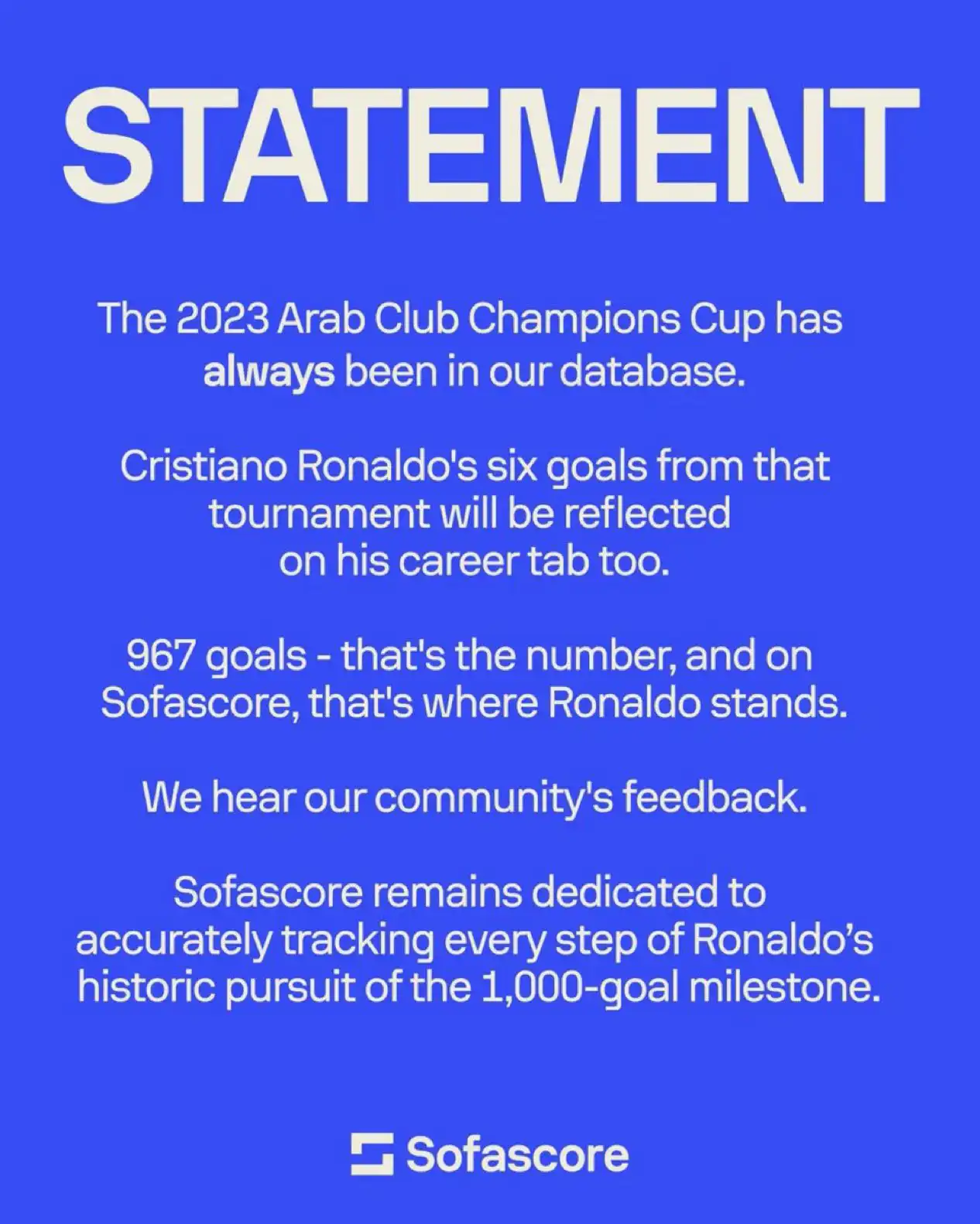 بيان سوفا سكور عن رونالدو