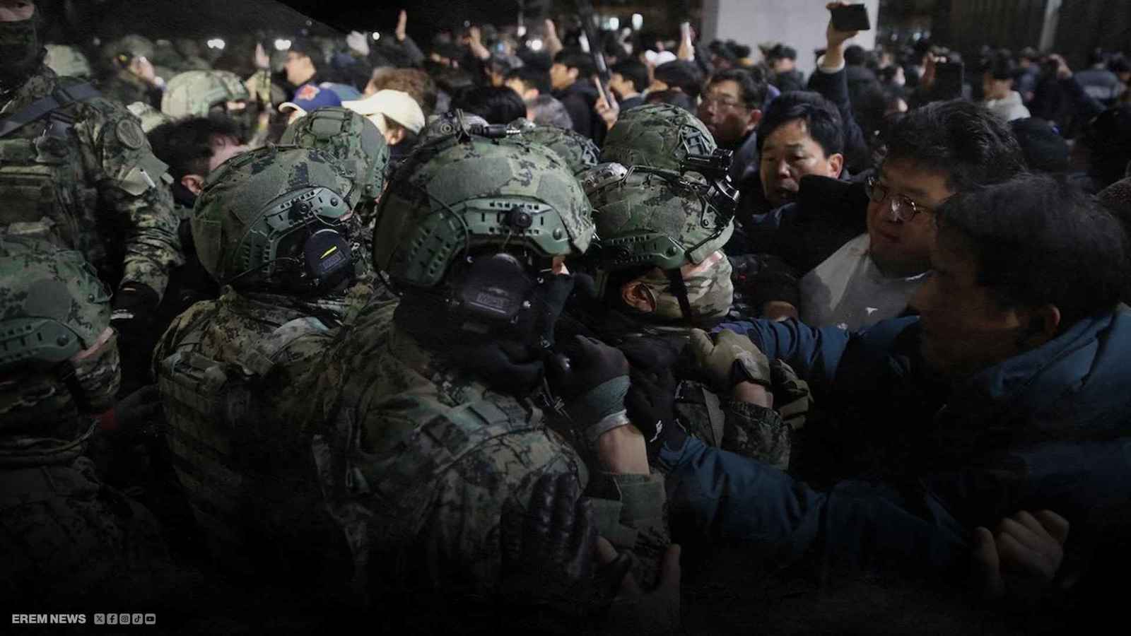 اشتباكات بين الجيش الكوري الجنوبي ومحتجين