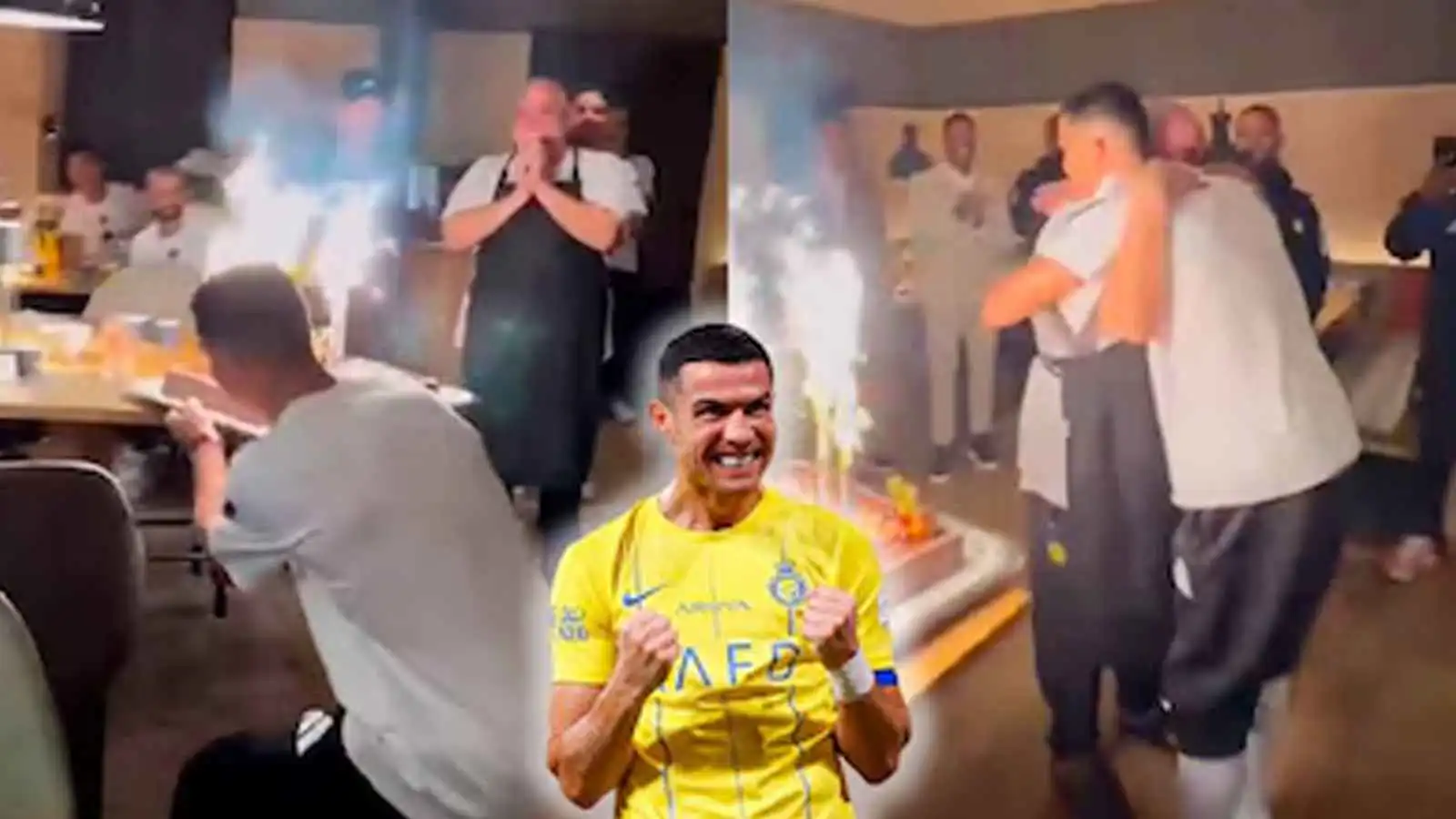 رونالدو يحتفل بعيد ميلاد طباخ النصر