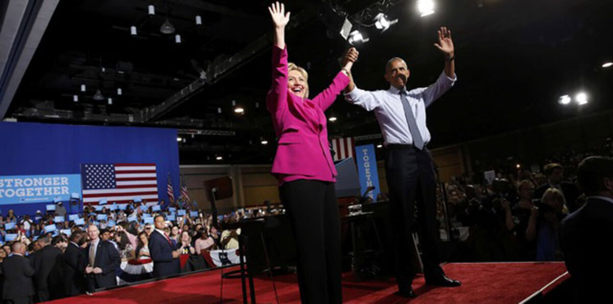 أوباما يعلن تأييده لكلينتون في أول اجتماع جماهيري لهما