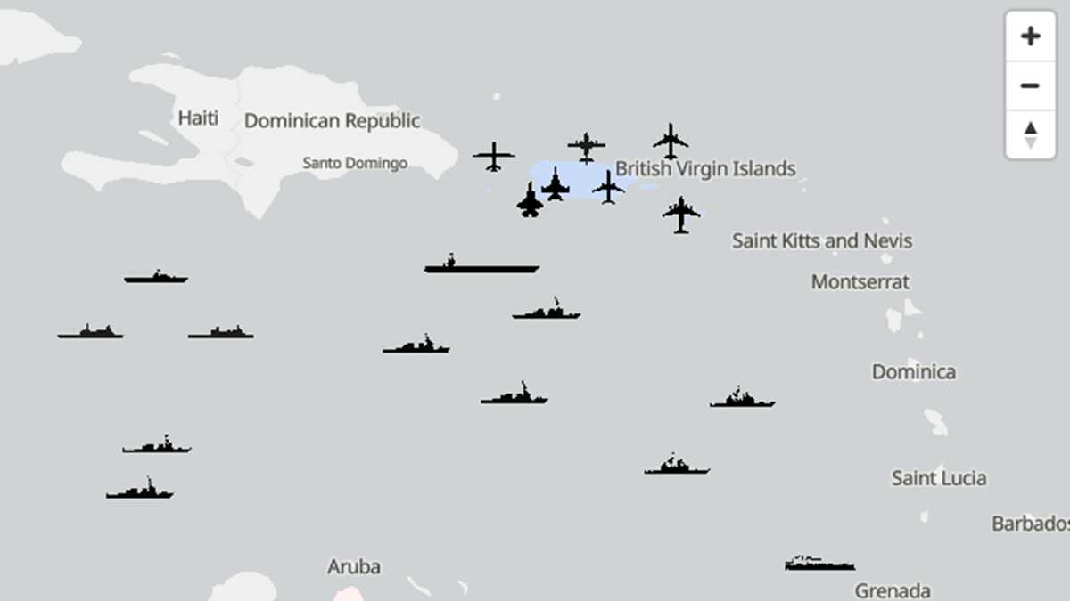 خريطة تكشف تفاصيل الحصار البحري الأمريكي المفروض على فنزويلا