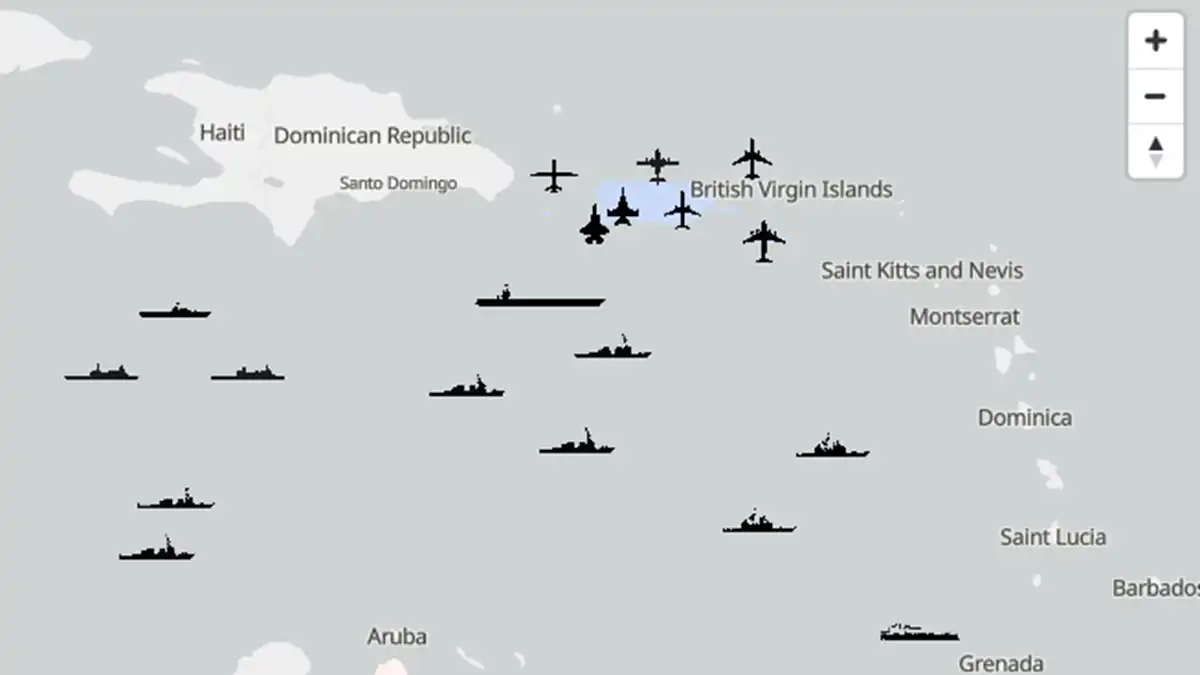 خريطة تكشف تفاصيل الحصار البحري الأمريكي المفروض على فنزويلا