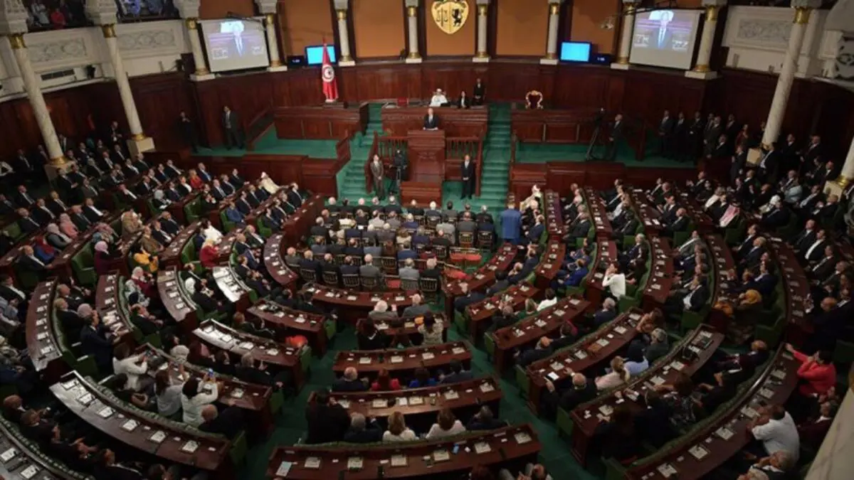 تونس.. أنصار "الدستوري الحر" يحتجون أمام البرلمان (فيديو)