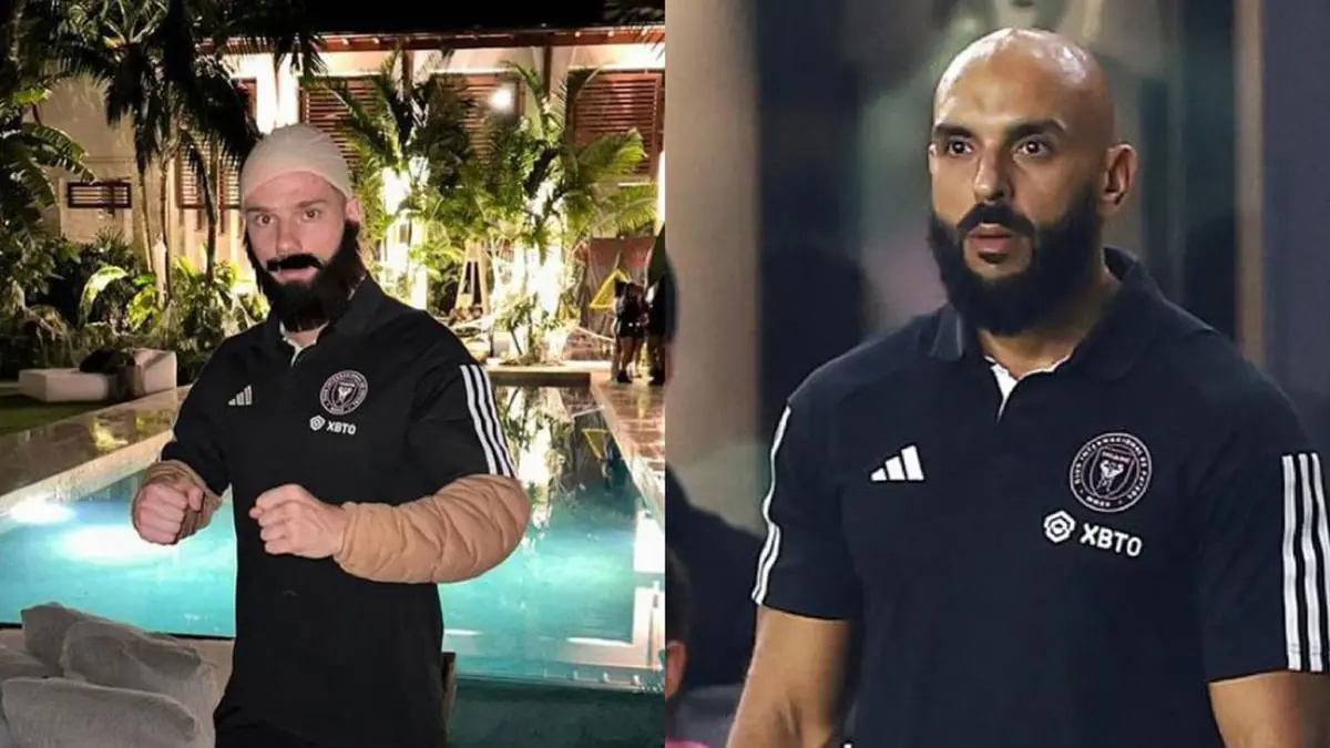 زميل ميسي يتنكر في زي حارسه الشخصي احتفالا بالهالوين (صورة)