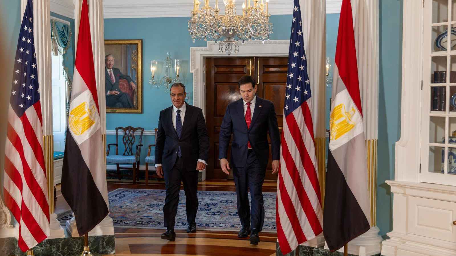 من واشنطن.. وزير الخارجية المصري يُبلغ روبيو رفض العرب خطة ترامب لغزة