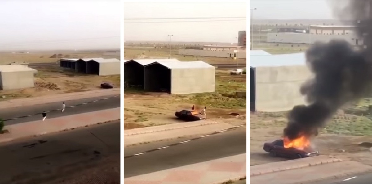 جنون التفحيط .. شبان يسرقون مركبتين ويحرقون إحداهما بالسعودية (فيديو)