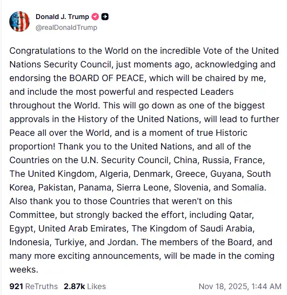 ترامب يشيد بقرار مجلس الأمن