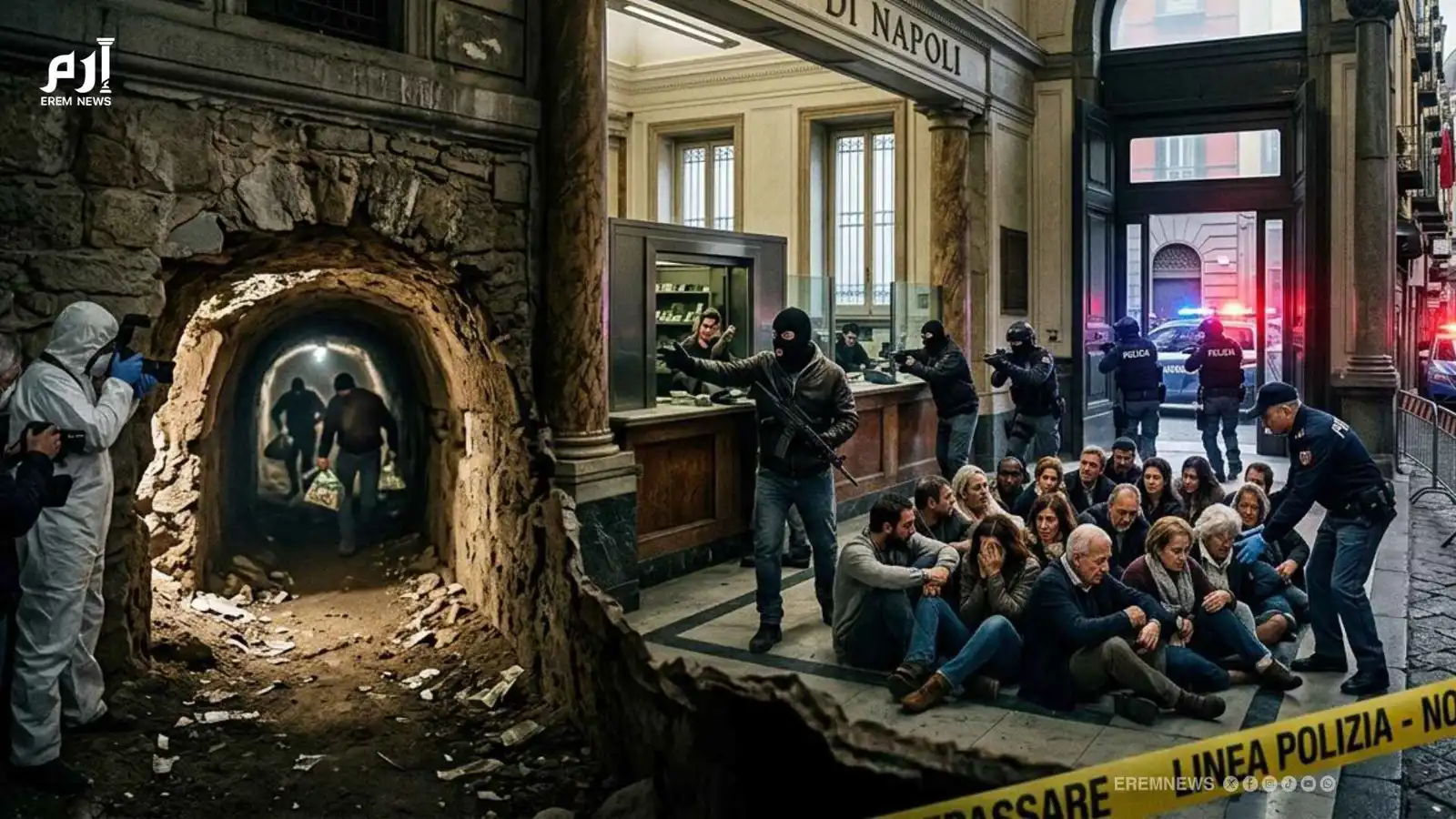"25 رهينة ونفق هروب".. سطو سينمائي يهز نابولي
