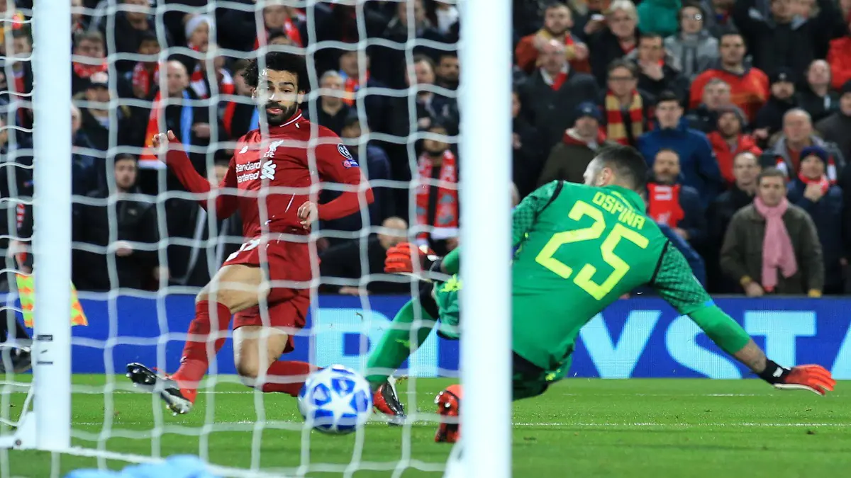 هدف محمد صلاح خلال مباراة ليفربول ونابولي بدوري أبطال أوروبا