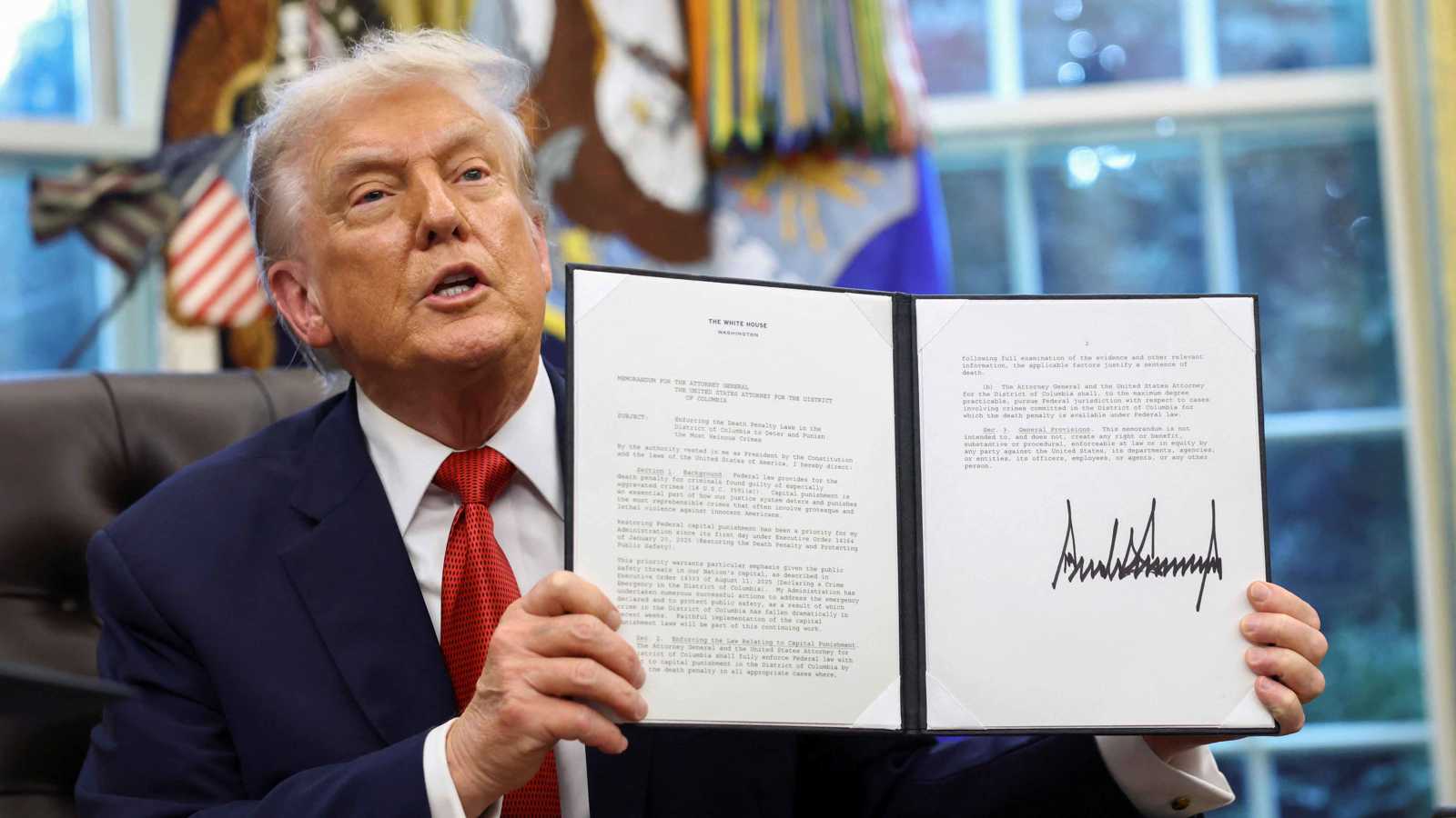 ترامب يوقع أمراً تنفيذياً يسمح بحكم الإعدام في العاصمة واشنطن
