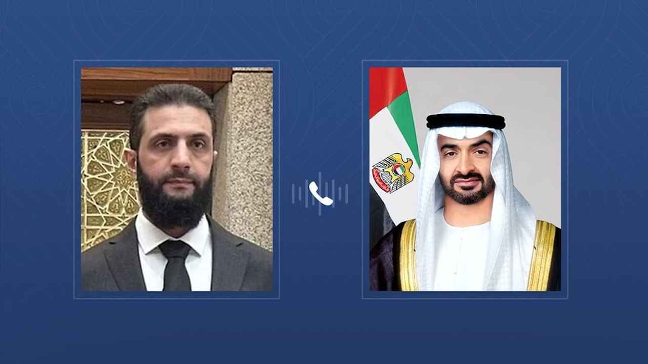رئيس الإمارات يؤكد في اتصال تلقاه من الشرع دعم استقلال سوريا وسيادتها