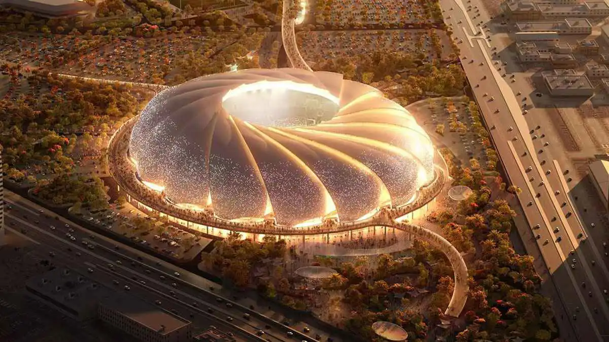 سيحتضن المونديال.. أول فيديو من داخل ملعب أرامكو بالسعودية (فيديو)