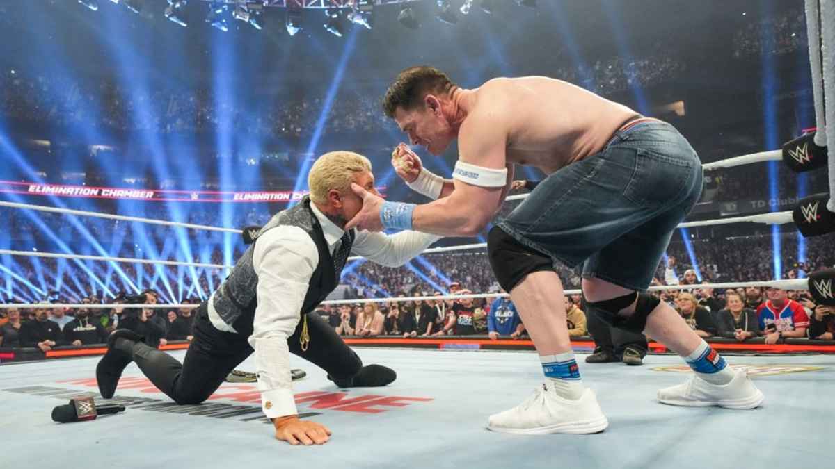 إليمنيشن تشامبر.. جون سينا ينقلب على كودي رودز بعد رفضه عرض ذا روك (فيديو)