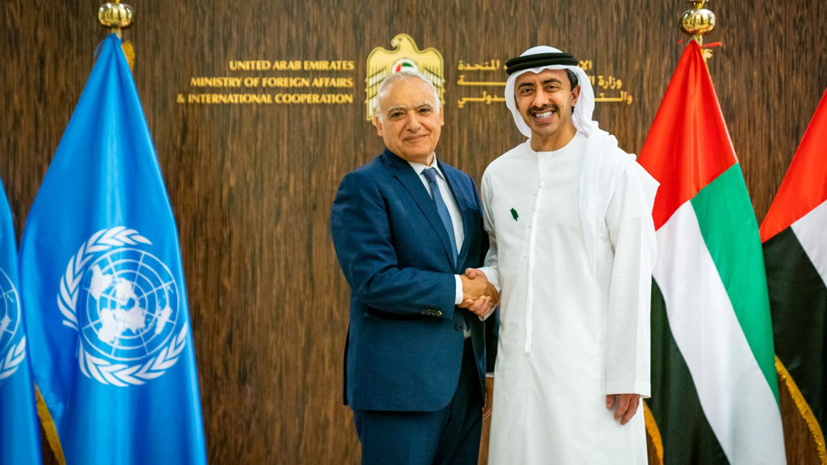 وزير خارجية الإمارات يستقبل المبعوث الأممي إلى ليبيا (فيديو)