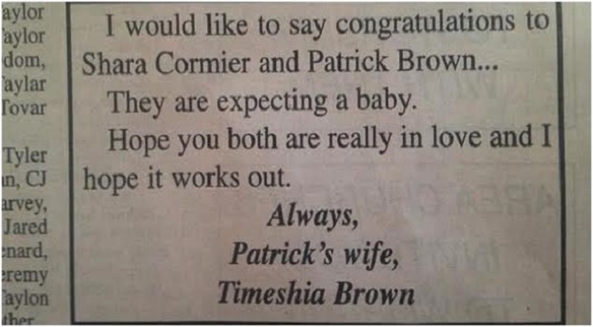 أمريكية تهنئ زوجها وعشيقته بالمولود الجديد