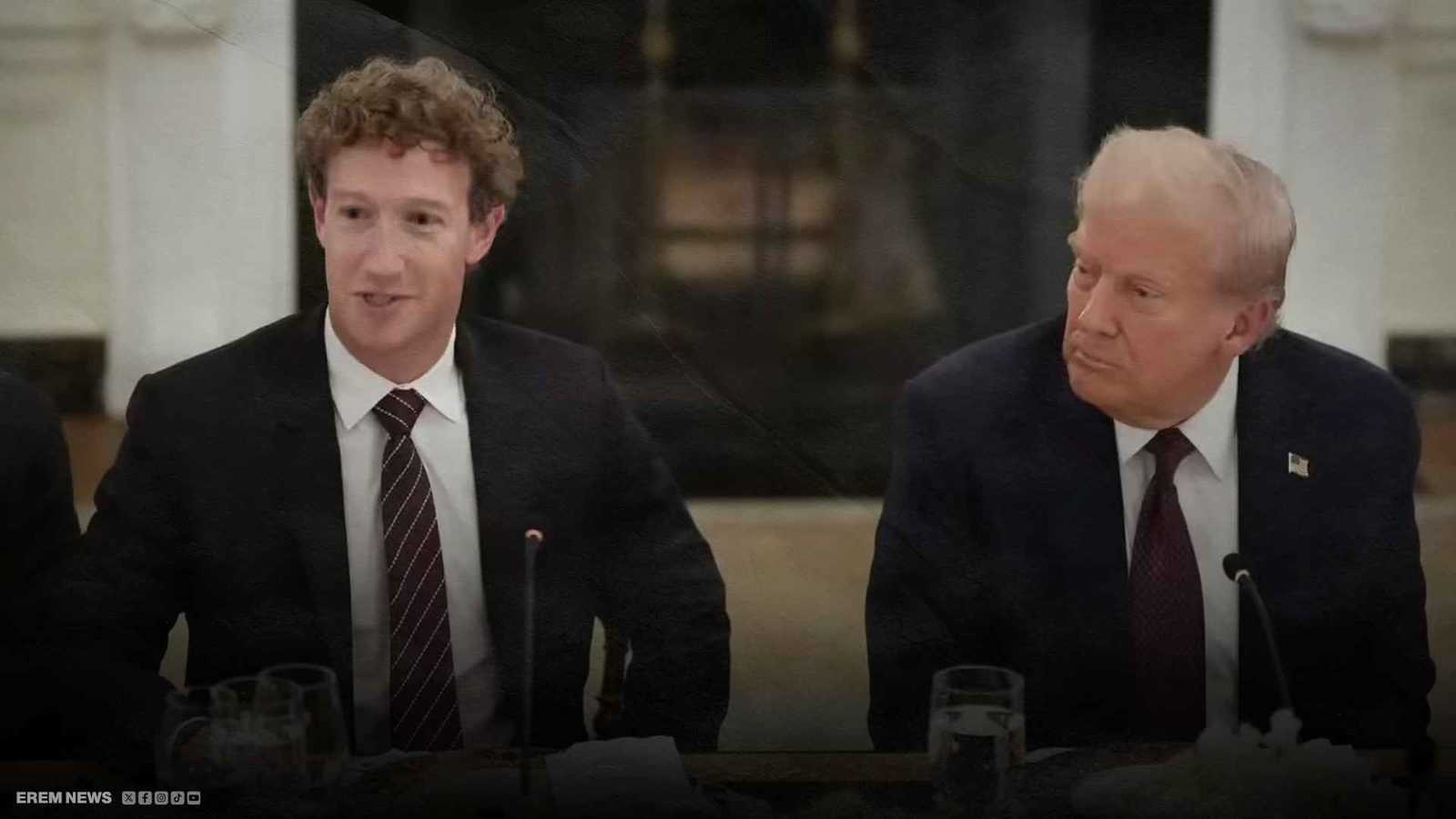 الميكروفون كشف الارتباك.. زوكربيرغ يتلعثم أمام ترامب (فيديو إرم)