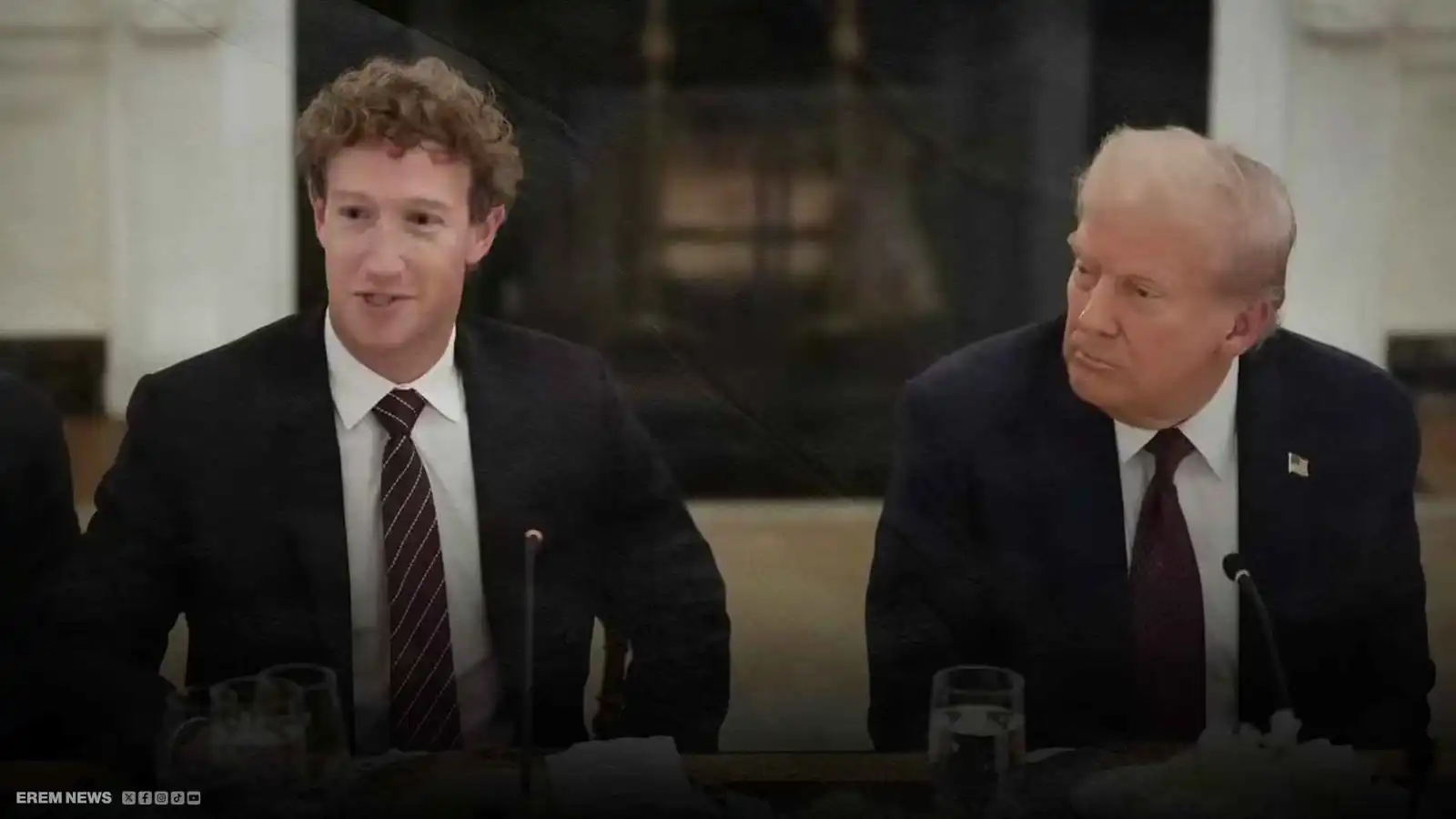 الميكروفون كشف الارتباك.. زوكربيرغ يتلعثم أمام ترامب (فيديو إرم)