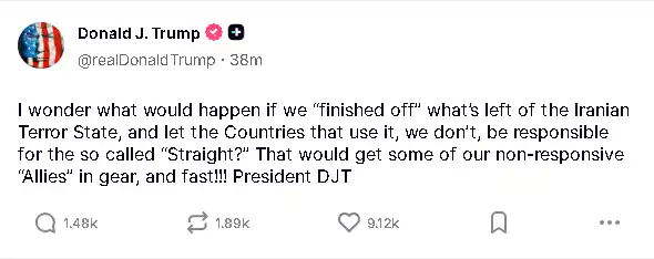 تدوينة ترامب في منصة "تروث سوشيال"