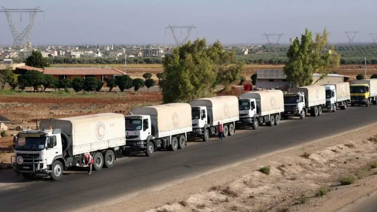 قافلة مساعدات تضم 150 سيارة تدخل مدينة السويداء السورية