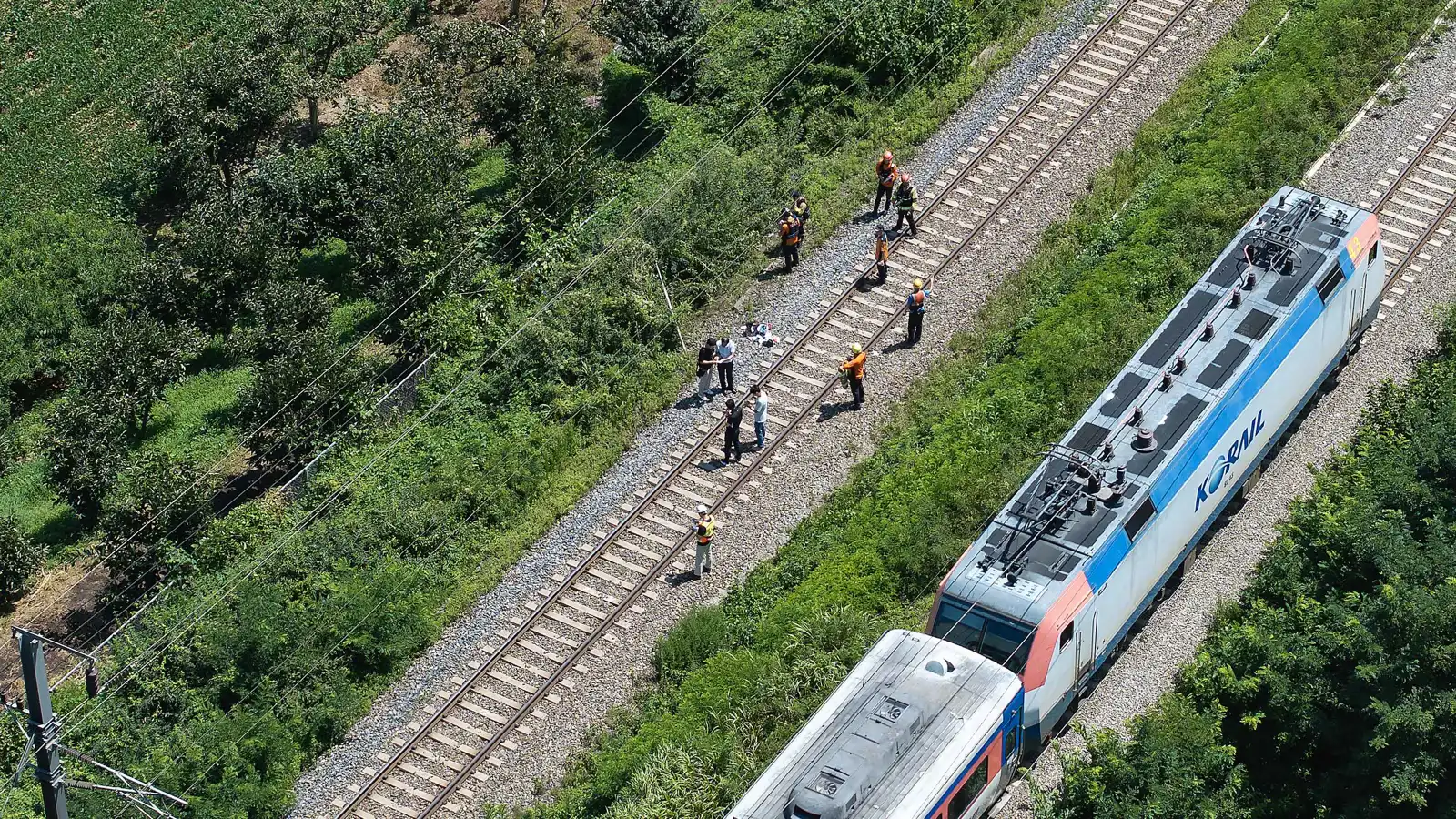 قتيلان باصطدام قطار بعمال سكك حديدية في سول (صور)