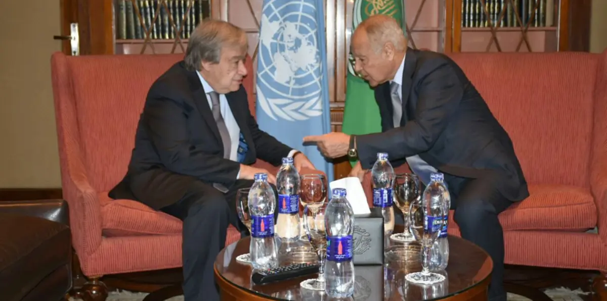 أبو الغيط وغوتيريس يبحثان تطورات الأوضاع في سوريا وليبيا واليمن