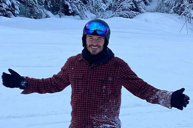 دافيد بيكهام اثناء التزلج