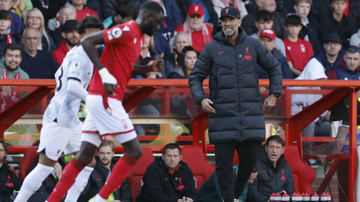 كلوب يعاني لتفسير سبب خسارة ليفربول أمام نوتينغهام