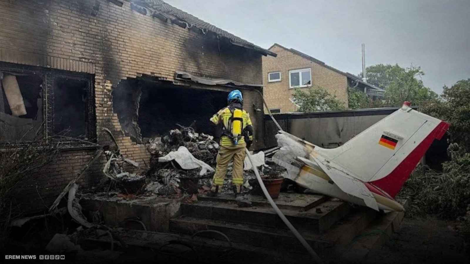 طائرة صغيرة تحوّل منزلاً في ألمانيا إلى كتلة نار