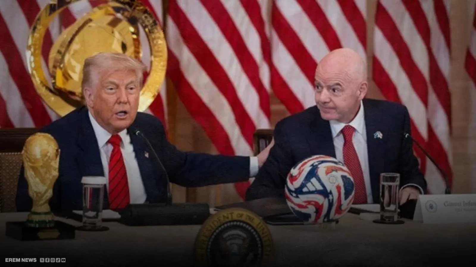 ترامب يقطع اجتماعاً ليروي قصة نجم العائلة الكروي "بارون "