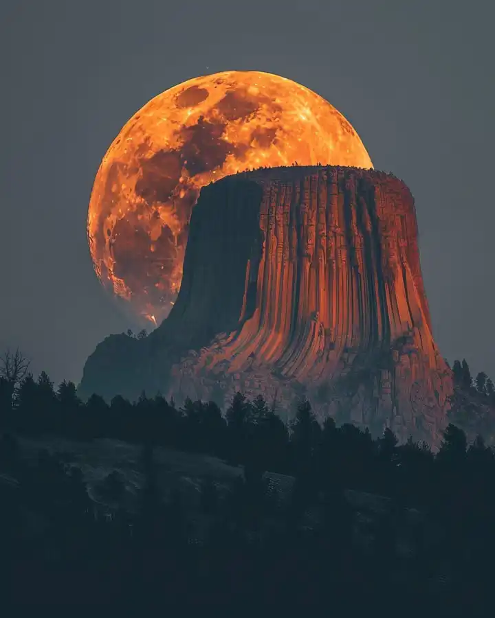 القمر العملاق من نصب ديفيلز تاور الوطني