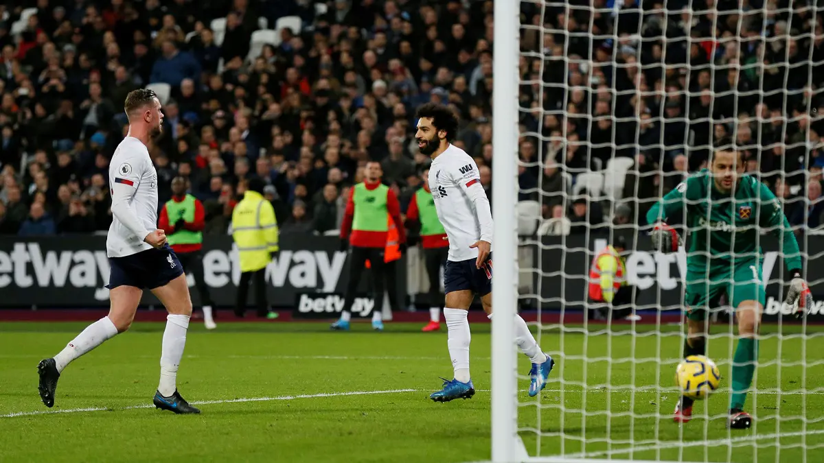 هدف محمد صلاح خلال مباراة ليفربول ضد وست هام (فيديو)