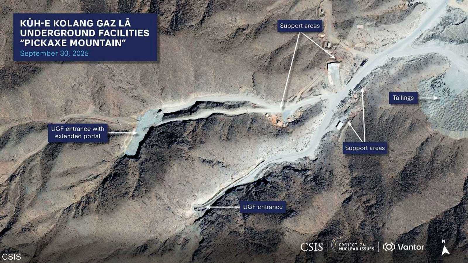 جدار أمني وتوسيع أنفاق.. صور حديثة تكشف تحركات إيرانية لترميم المنشآت النووية