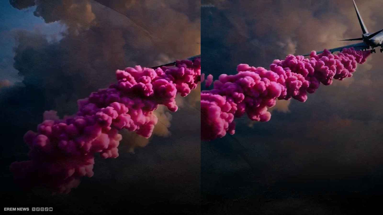 سائل وردي اللون تقذفه الطائرات