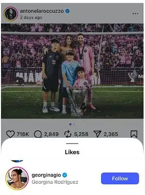 إعجاب جورجينا بمنشور أنتونيلا