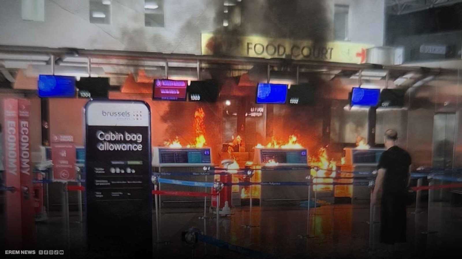 فوضى وهروب من مطار إيطالي دولي بعد حريق غامض (فيديو إرم)
