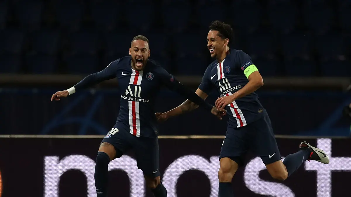 نيمار يحتفل بهدفه على طريقة هالاند خلال مباراة باريس سان جيرمان وبروسيا دورتموند (فيديو)