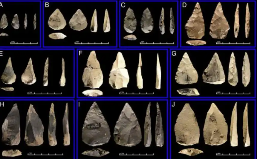  رؤوس السهام الحجرية التي عُثر عليها في الموقع