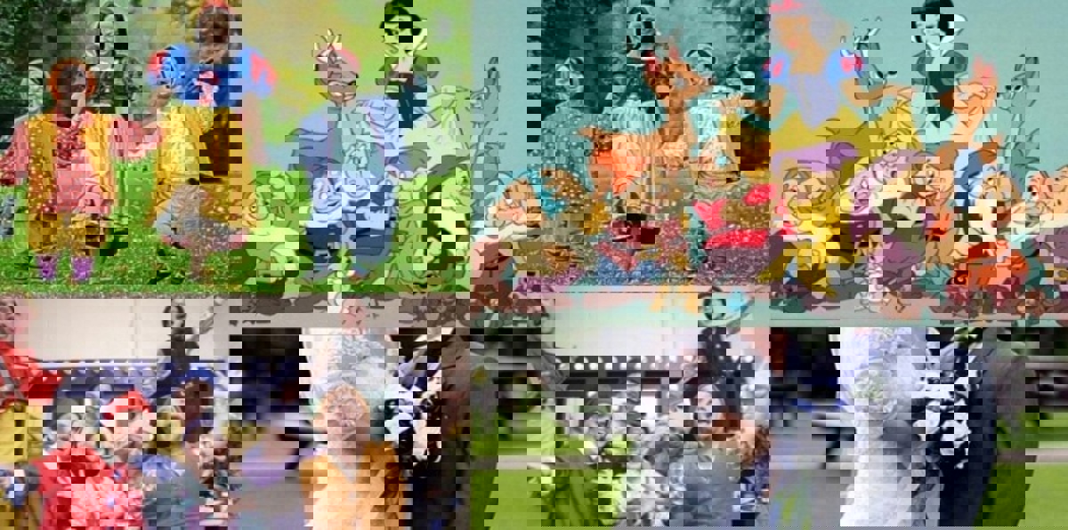 بالصور.. قزما مسرحية “بياض الثلج” يتزوجان في حفل زفاف أسطوري بحضور ابنهما المعجزة