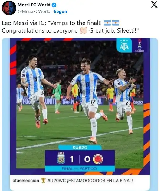 رسالة ميسي إلى منتخب الشباب الأرجنتيني