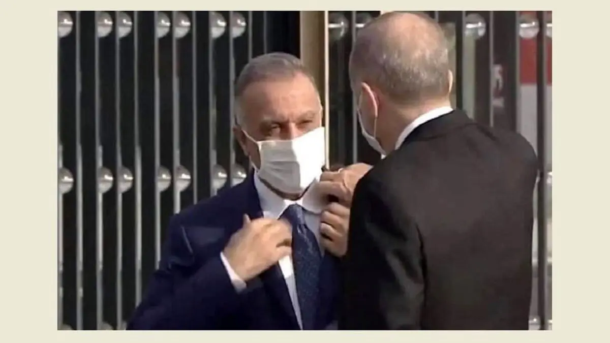 لقطة "تعديل أردوغان لياقة الكاظمي" تثير جدلا واسعا في العراق