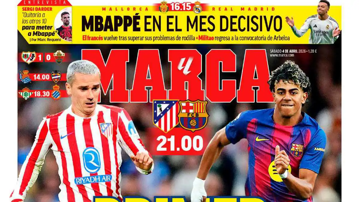 عناوين الصحف الرياضية: مبابي في شهر حاسم.. وديربي ناري بين برشلونة وأتلتيكو