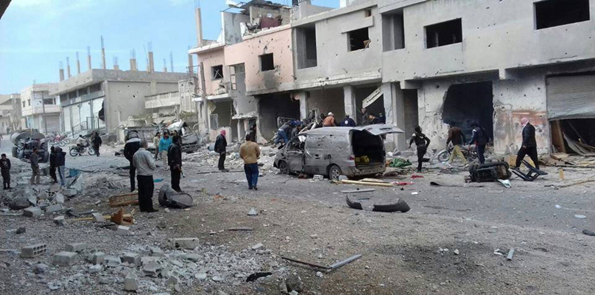 قصف منطقة خاضعة للمعارضة في درعا بسوريا