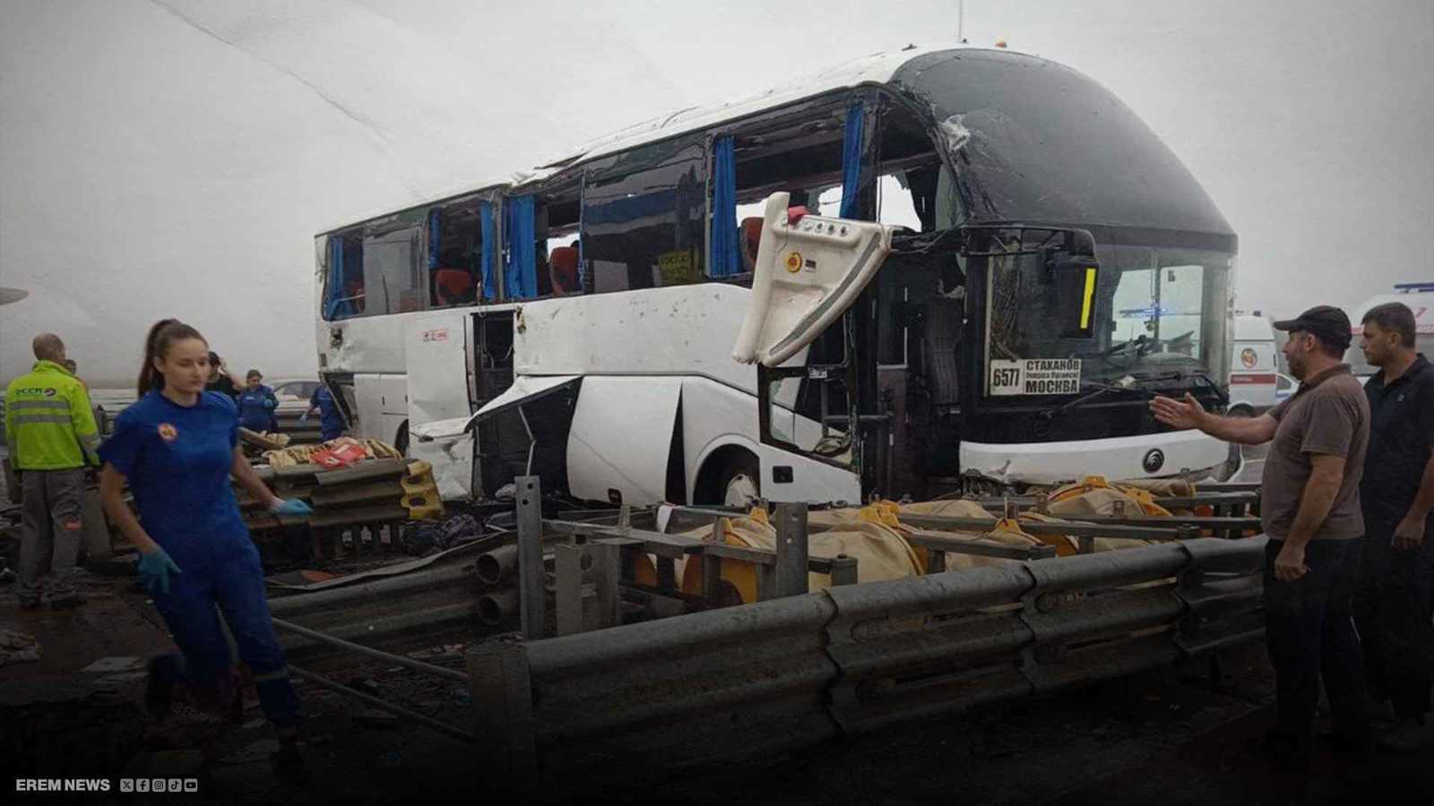 حادث مرعب على طريق سريع في روسيا