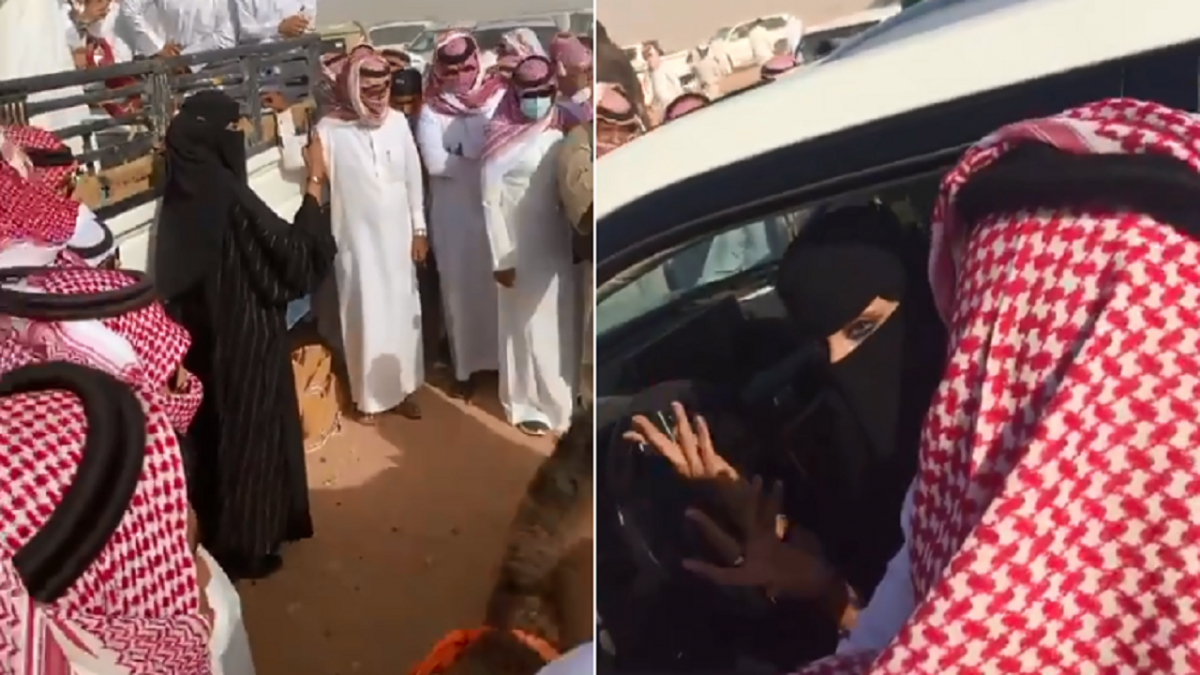 مشهد غير مسبوق.. السعودية رشا العبدالله تنافس الرجال في مزاد للإبل (فيديو)