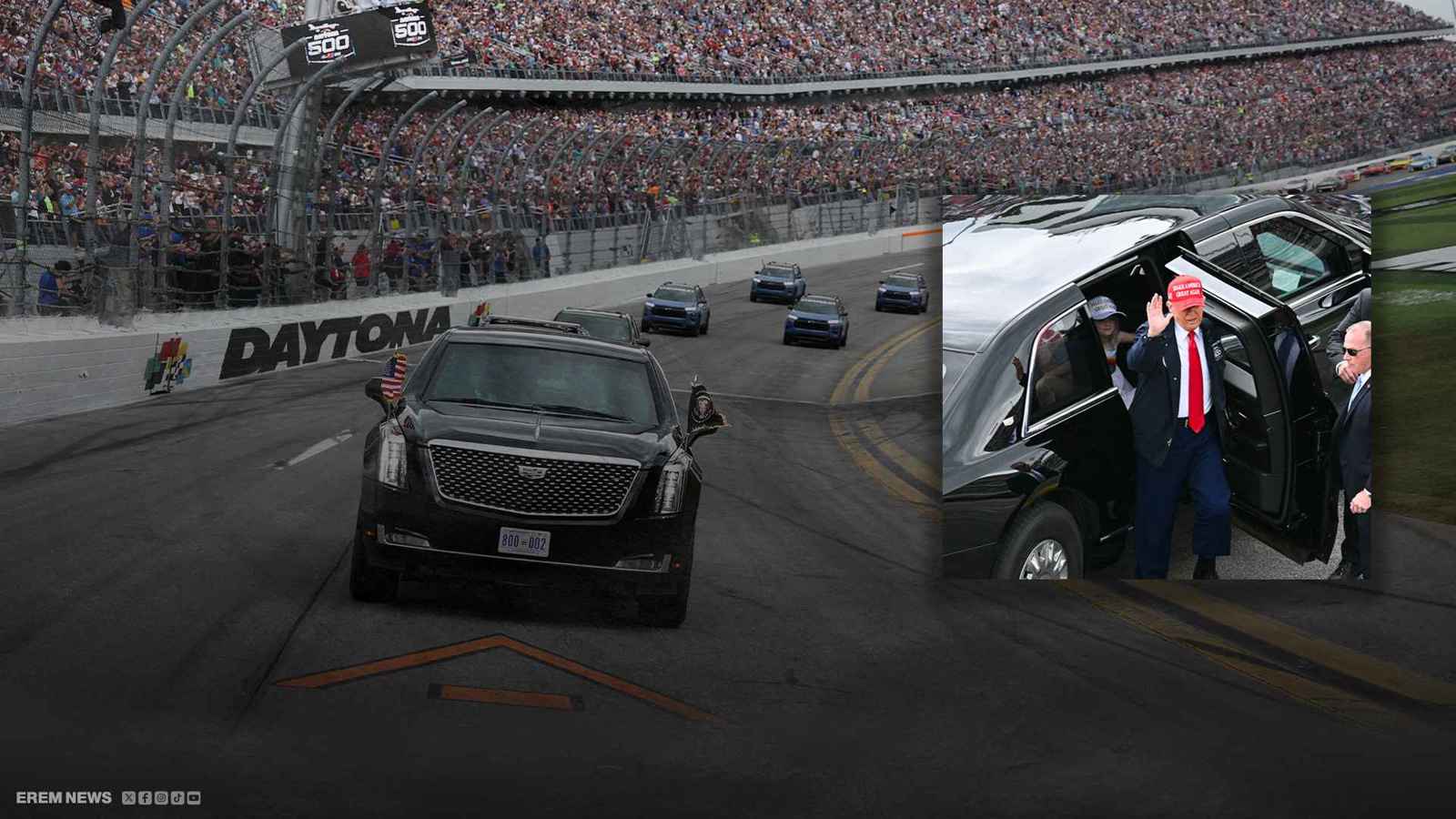 ترامب يشارك في سباق بالسيارة الرئاسية