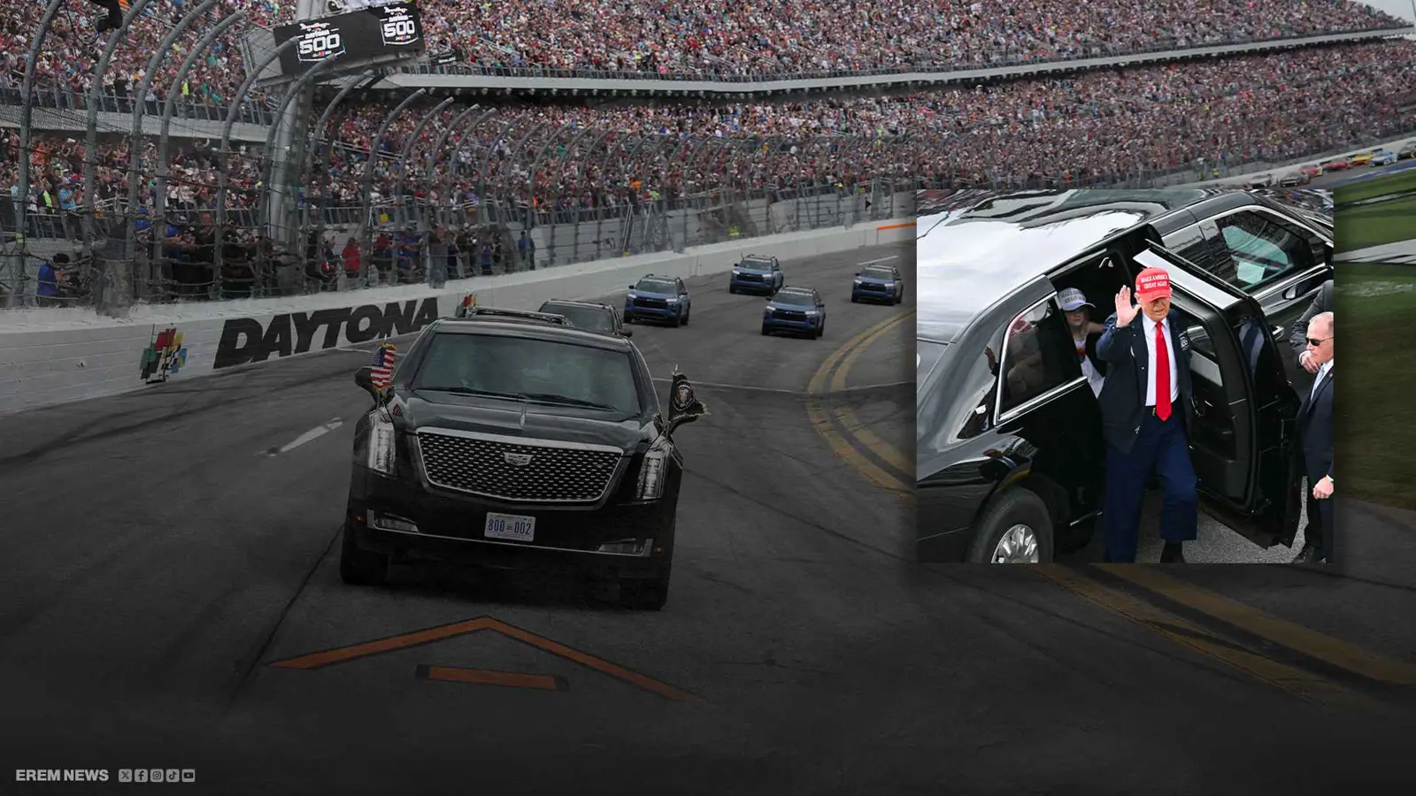 ترامب يشارك في سباق بالسيارة الرئاسية