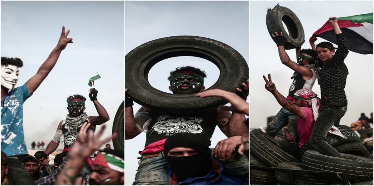 وسط حشد على الحدود.. خلافات بين متظاهري غزة حول "الكوشوك" (صور)
